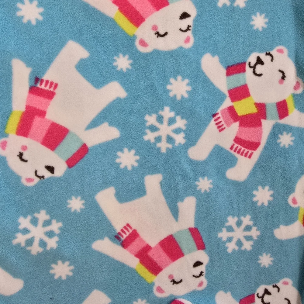 NWT Sz 6 Aqua Blue & PINK POLAR BEAR BLANKET SLEEPER fleece FOOTIE PAJAMAS (Q9)